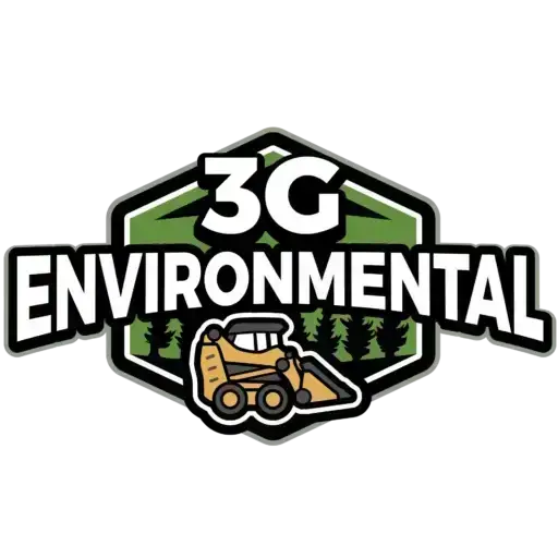 3G Environmental company logo featuring a yellow skid steer and green forest background.